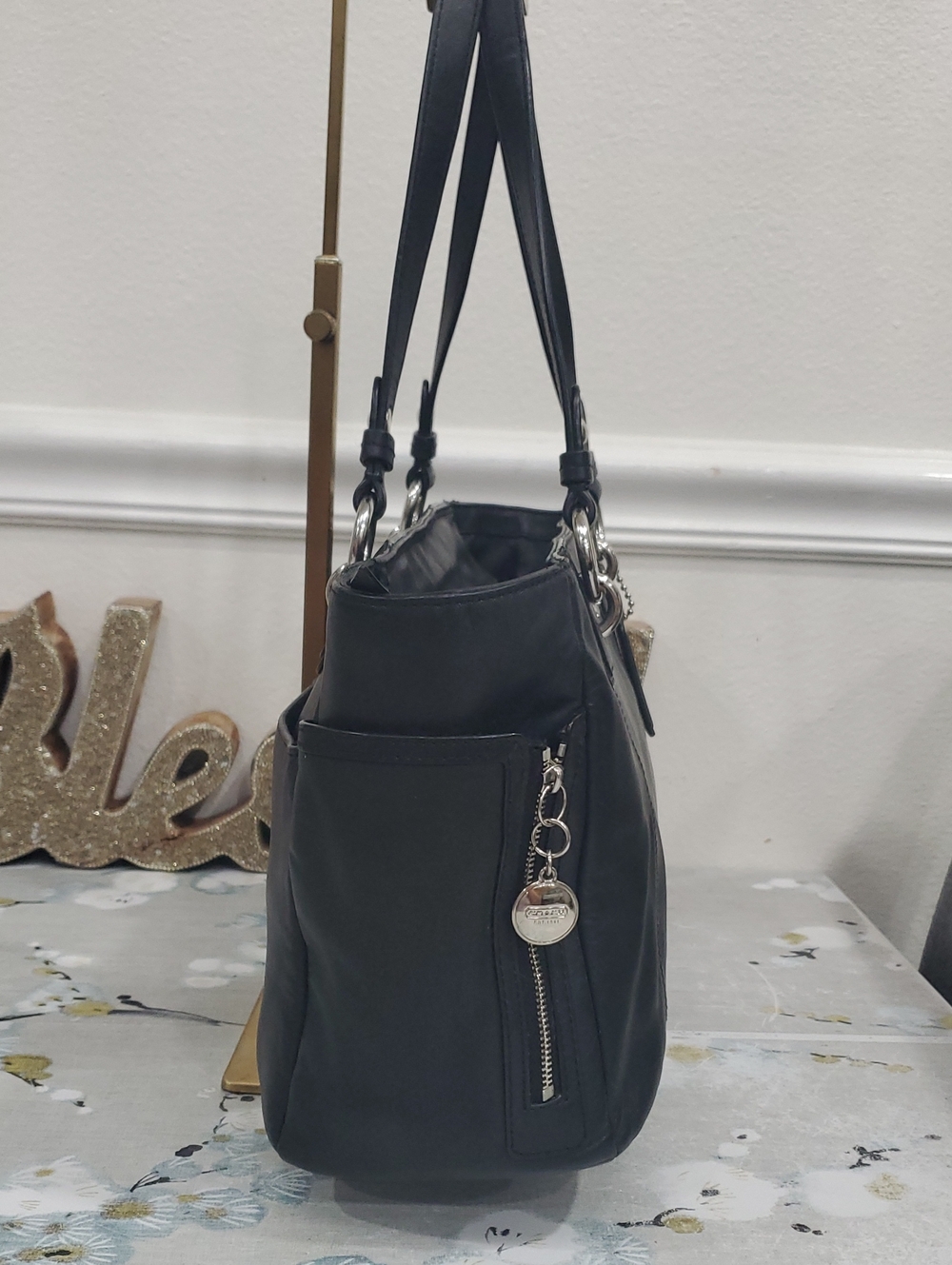 Coach Gallery East West Black Leather Tote - Picture 6 of 16